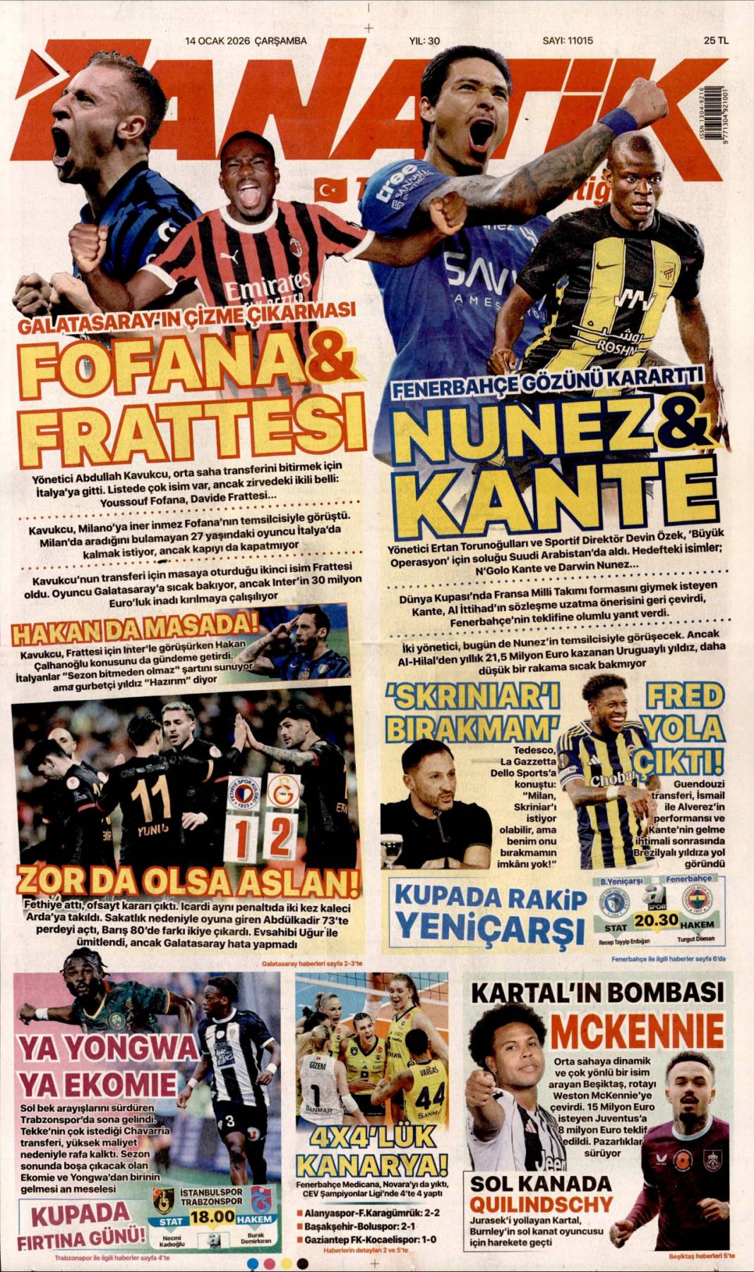 A takımının jetinde uyuşturucu partisi: 14 Ocak 2026 Çarşamba güncel gazete manşetleri 22