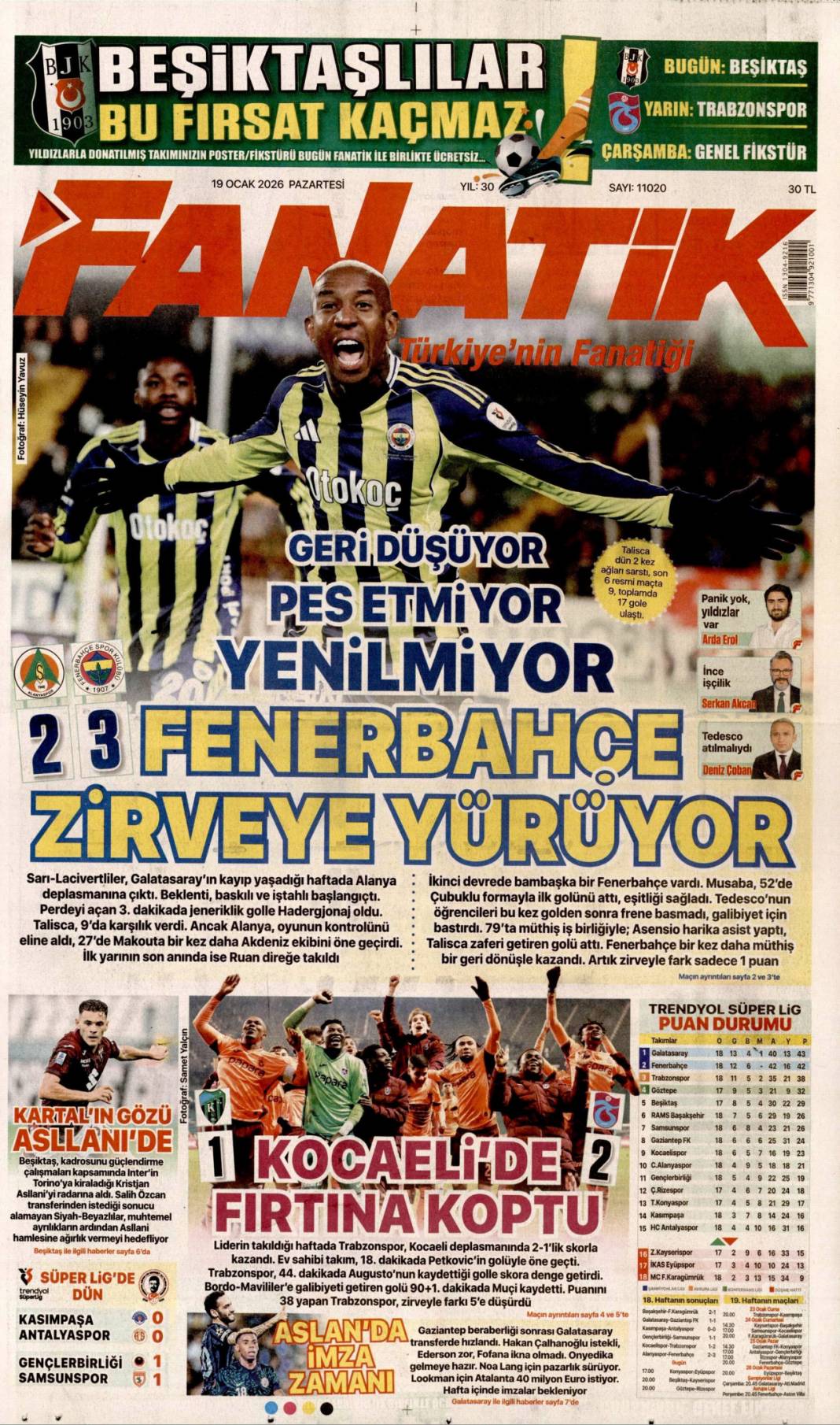 SDG diz çöktü Şara tek lider: 19 Ocak 2026 Pazartesi güncel gazete manşetleri 25