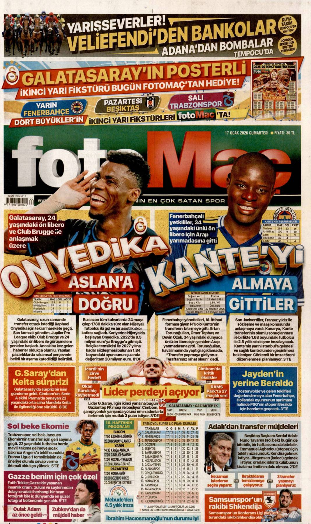 Şantaj üssü bebek otel: 17 Ocak 2026 Cumartesi güncel gazete manşetleri 13