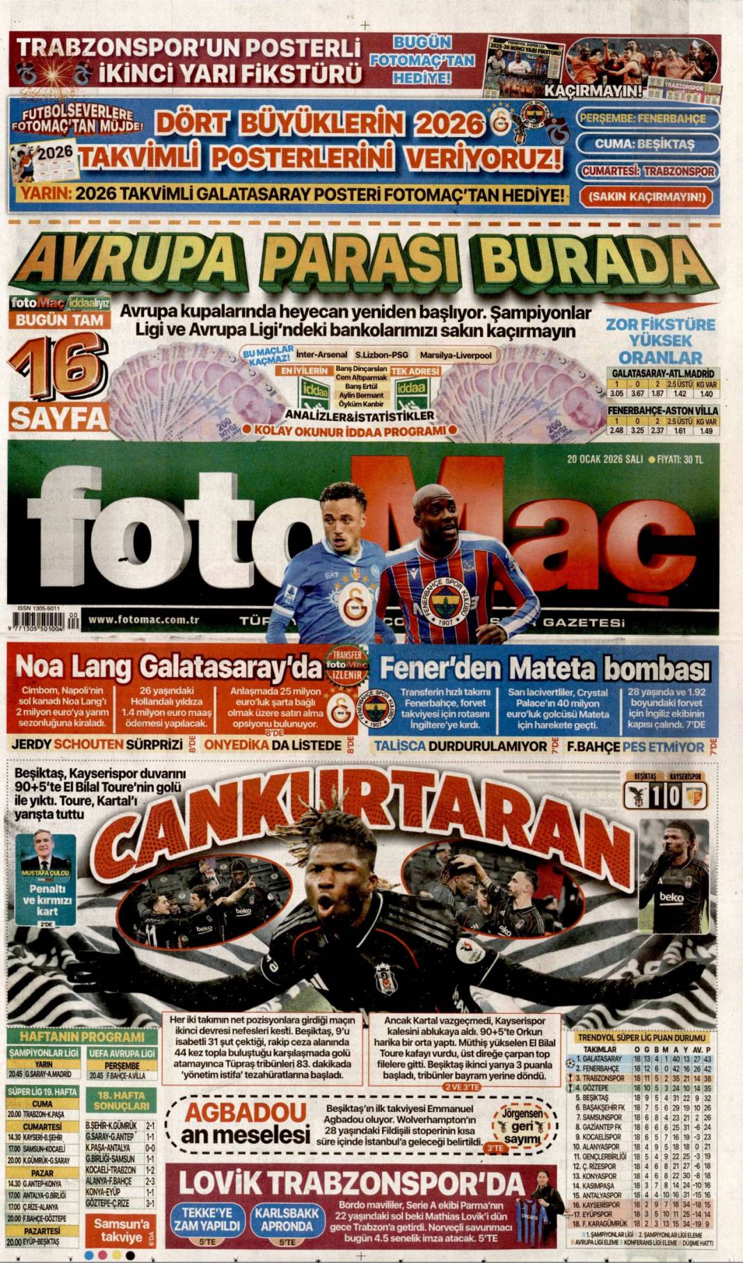 Takozlara rağmen hizmetten taviz yok: 20 Ocak 2026 Salı güncel gazete manşetleri 24