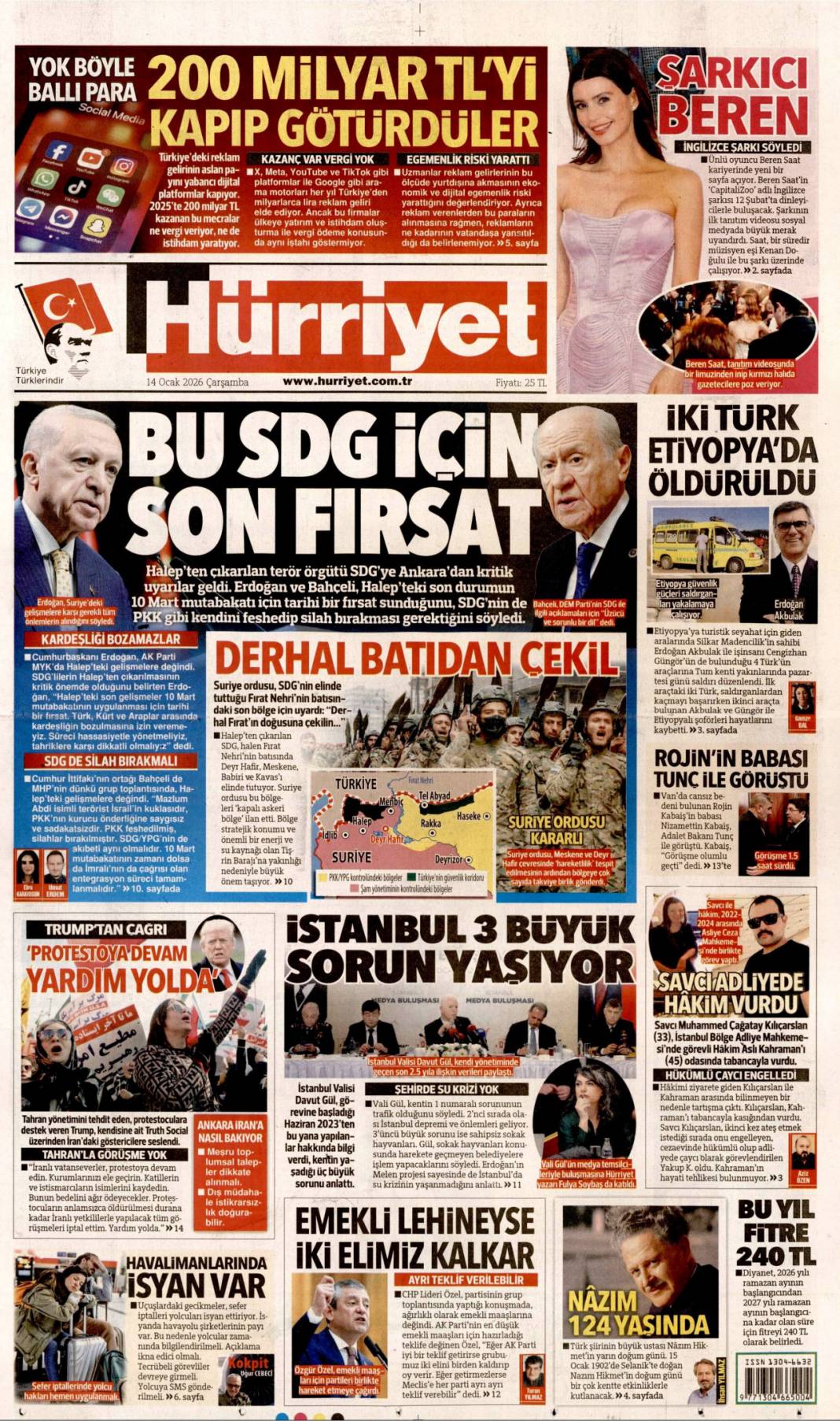 A takımının jetinde uyuşturucu partisi: 14 Ocak 2026 Çarşamba güncel gazete manşetleri 2