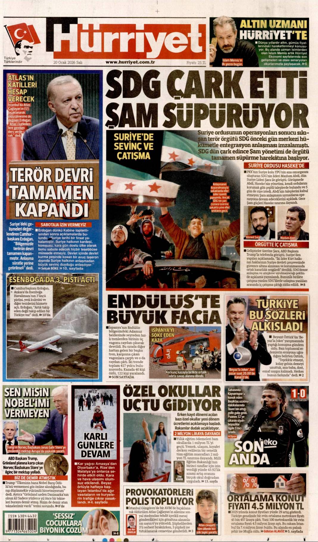 Takozlara rağmen hizmetten taviz yok: 20 Ocak 2026 Salı güncel gazete manşetleri 2