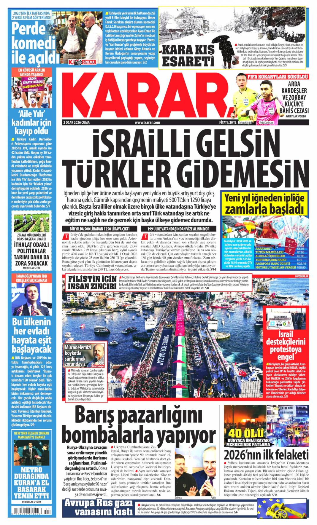 Türkiye susmadı, Gazze'yi unutmadı: 2 Ocak 2026 Pazartesi güncel gazete manşetleri 10