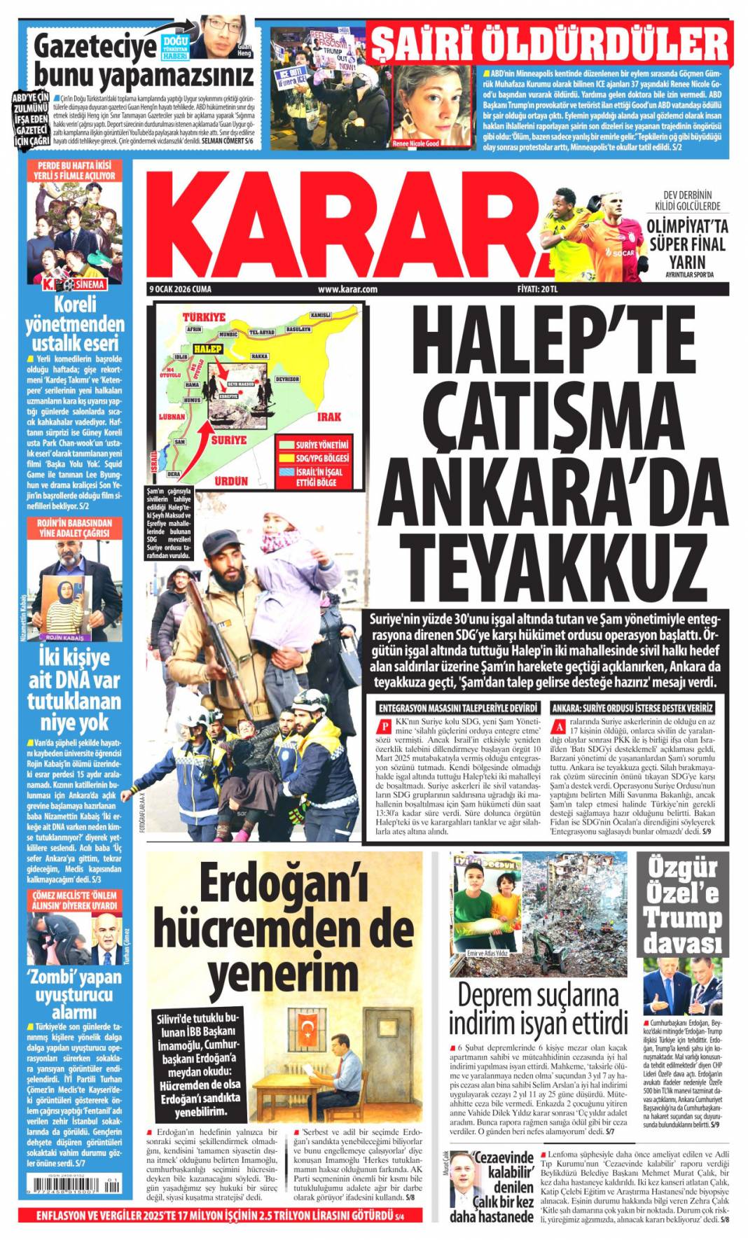 Türkiye havacılıkta küresel üst oluyor: 9 Ocak 2026 Cuma güncel gazete manşetleri 9