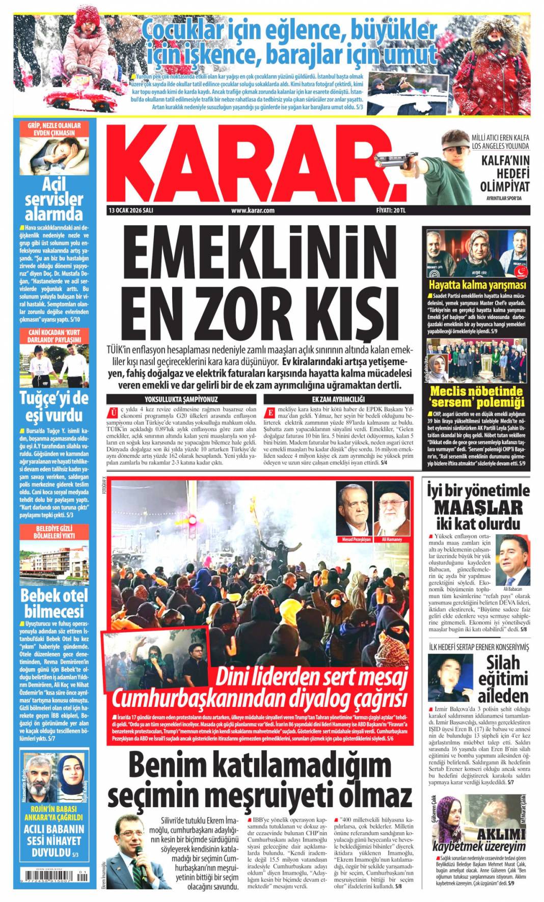 İran'da enformasyon savaşı: 13 Ocak 2026 Salı güncel gazete manşetleri 13