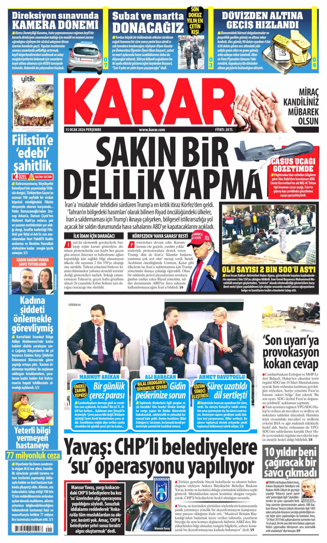 İBB'yi soydular kumarda yediler: 15 Ocak 2026 Perşembe, güncel gazete manşetleri 19