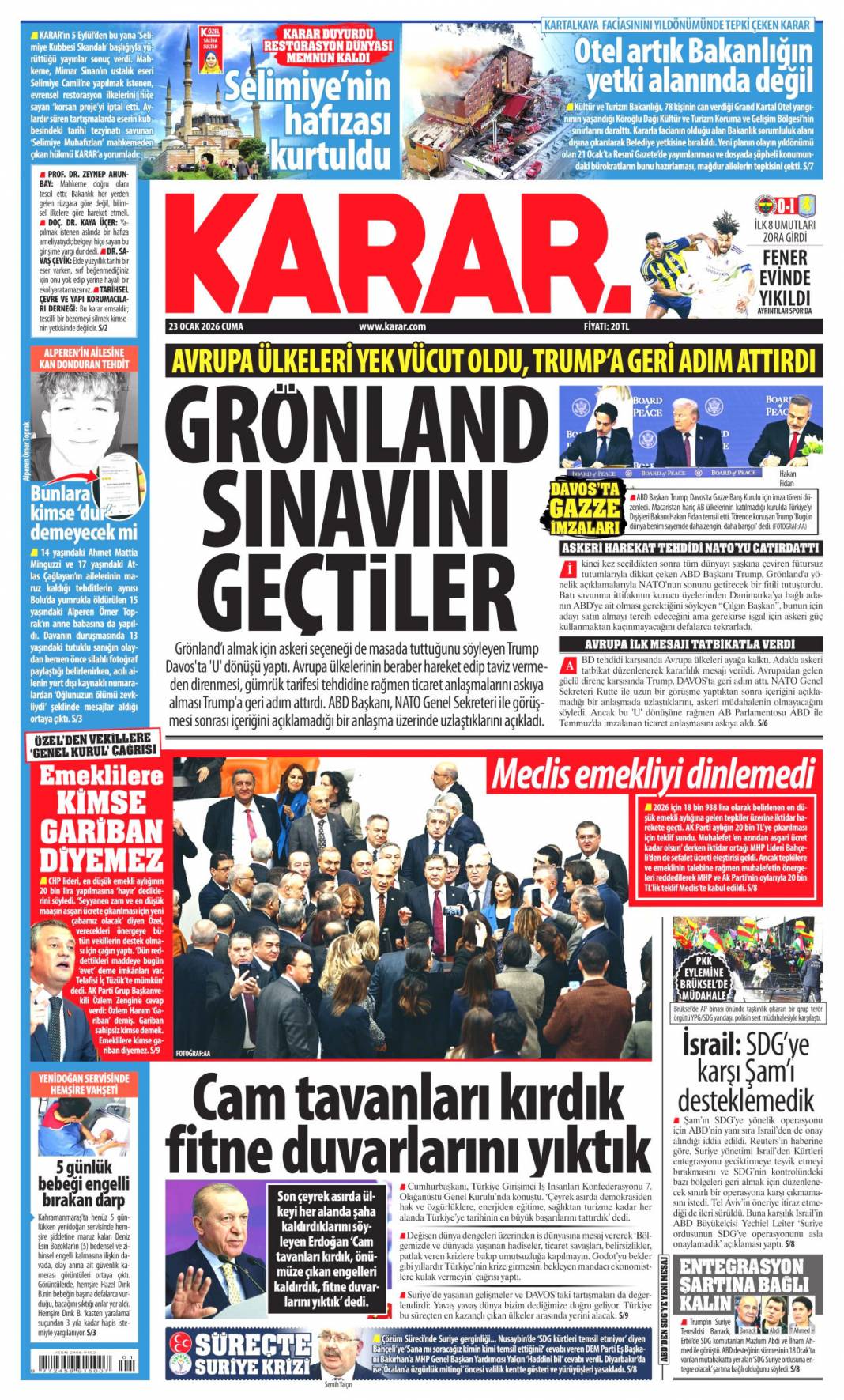 Yeni bir dünya kuruluyor: 23 Ocak 2026 Cuma güncel gazete manşetleri 23