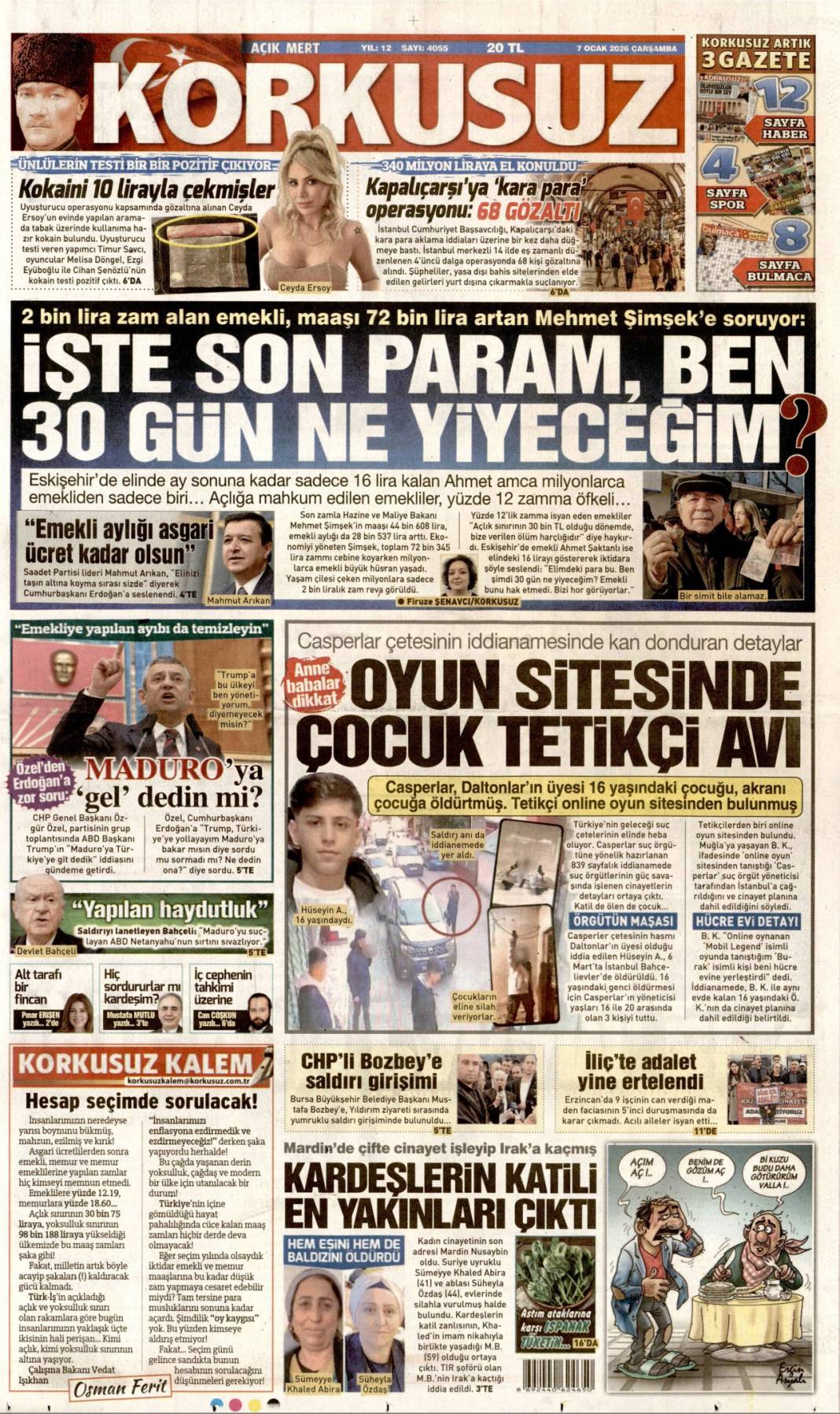 Gençlere 5 destek: 7 Ocak 2026 Çarşamba güncel gazete manşetleri 16