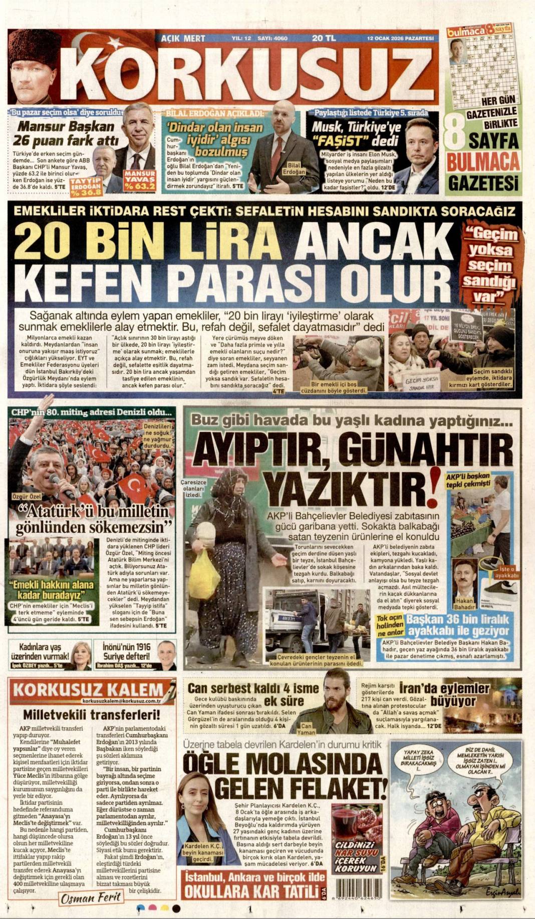 ABD'den tehdit İran'dan yanıt: 12 Ocak 2026 Pazartesi, güncel gazete manşetleri 13