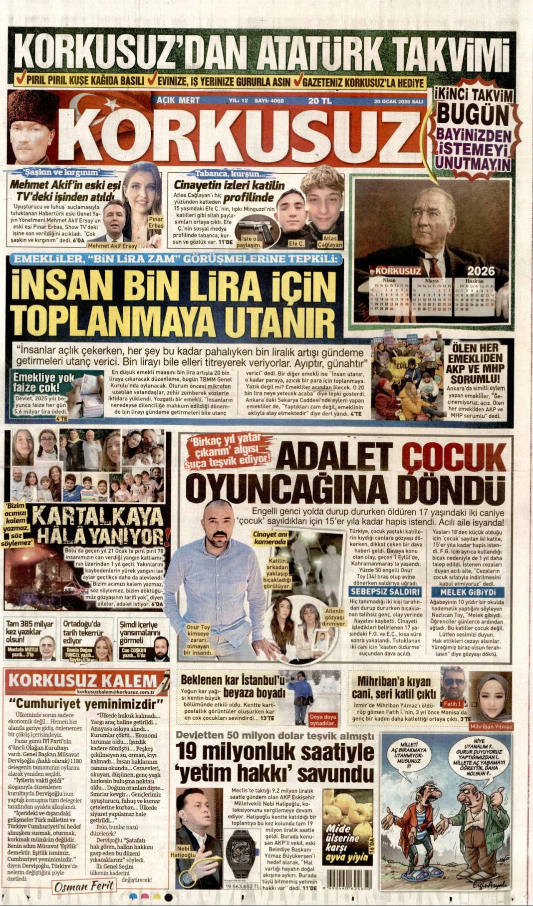 Takozlara rağmen hizmetten taviz yok: 20 Ocak 2026 Salı güncel gazete manşetleri 14