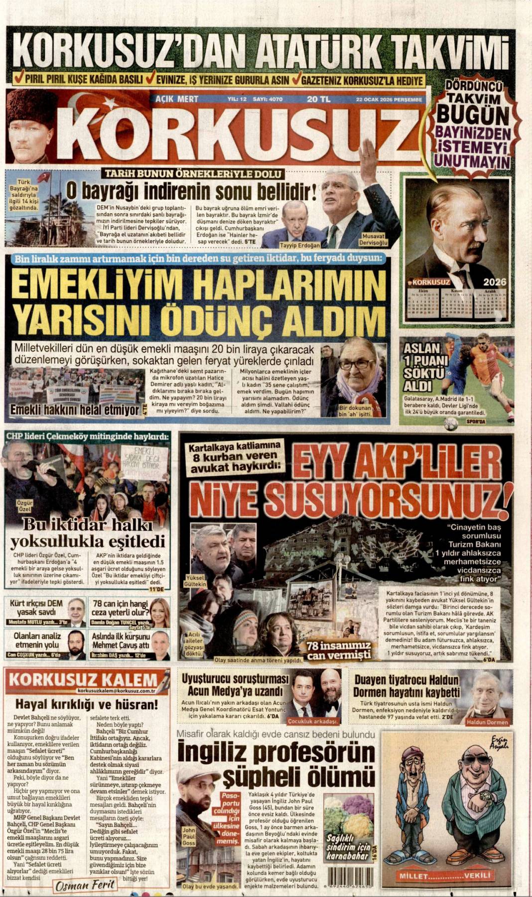 Bayrağımıza saldırılanlar hesap verecek: 22 Ocak 2026 Perşembe güncel gazete manşetleri 23