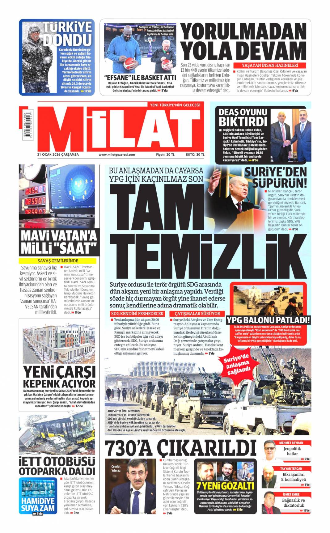 Suriye'de terör devri kapanıyor! 21 Ocak 2026 Çarşamba güncel gazete manşetleri 25