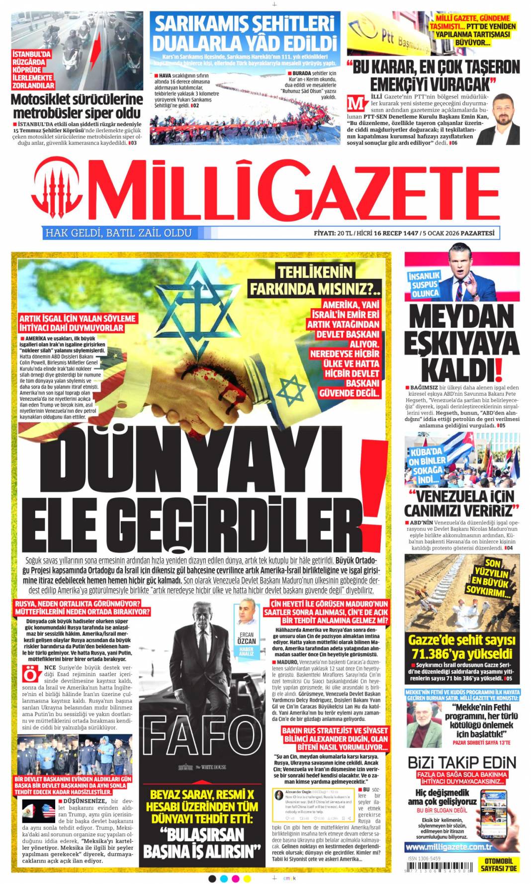 Maduro'ya ihanet en yakınından: 5 Ocak 2026 Pazartesi güncel gazete manşetleri 12