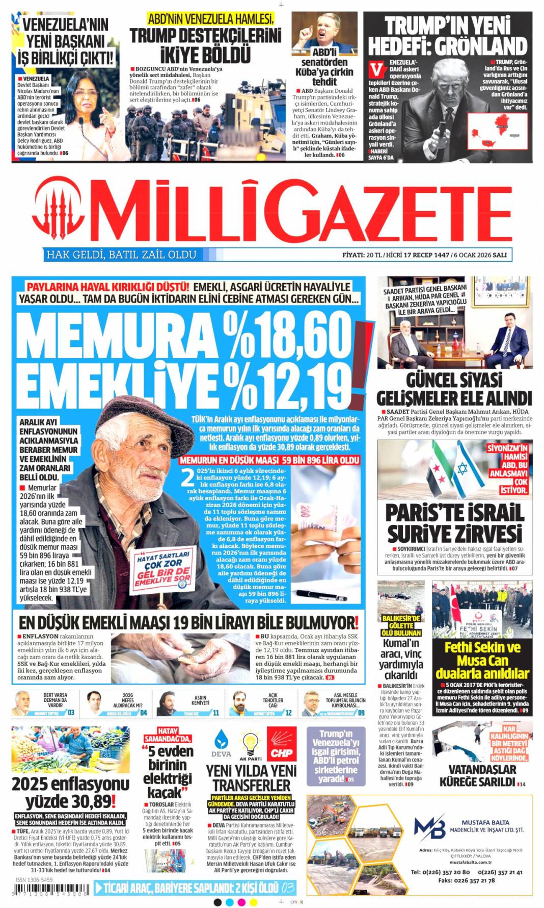 Vahşi Batı geri geldi: 6 Ocak 2026 Salı güncel gazete manşetleri 19