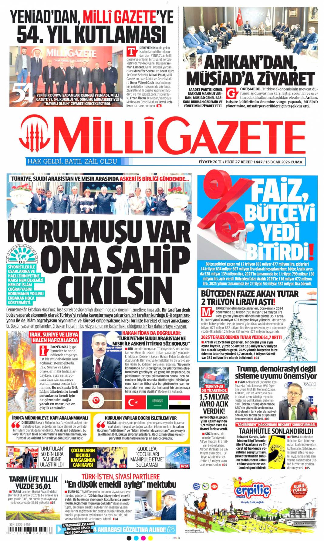 Bağımlılık terör kadar tehlikeli: 16 Ocak 2026 Cuma güncel gazete manşetleri 17