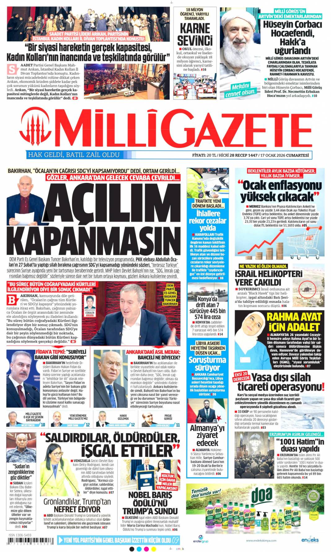 Şantaj üssü bebek otel: 17 Ocak 2026 Cumartesi güncel gazete manşetleri 3