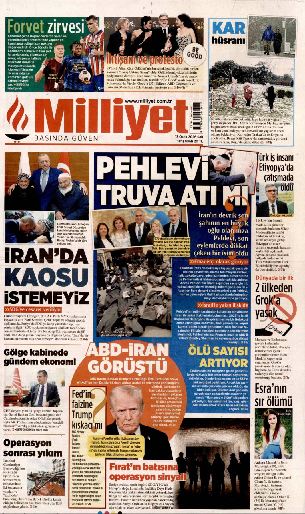 İran'da enformasyon savaşı: 13 Ocak 2026 Salı güncel gazete manşetleri 6