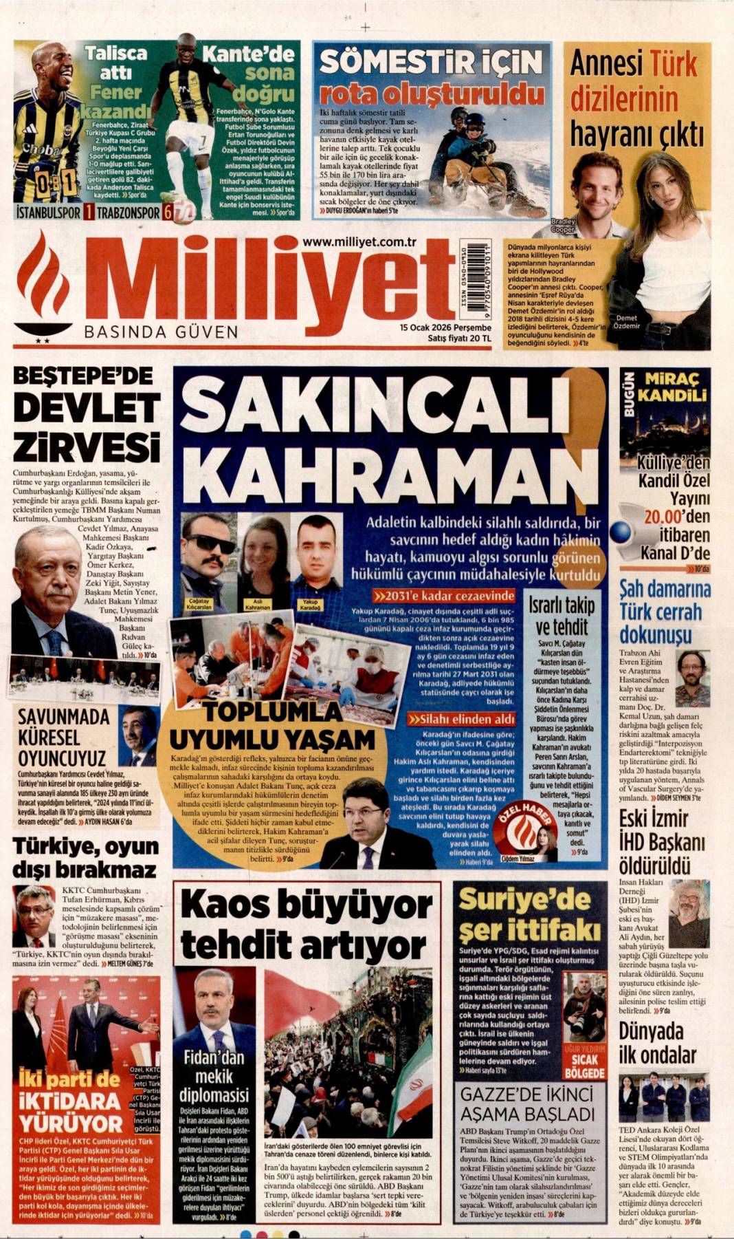 İBB'yi soydular kumarda yediler: 15 Ocak 2026 Perşembe, güncel gazete manşetleri 4