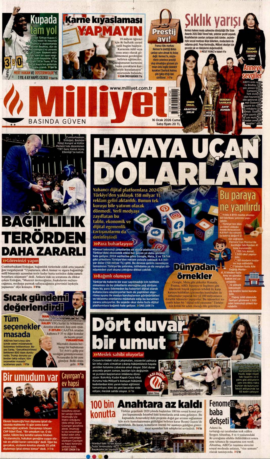 Bağımlılık terör kadar tehlikeli: 16 Ocak 2026 Cuma güncel gazete manşetleri 3