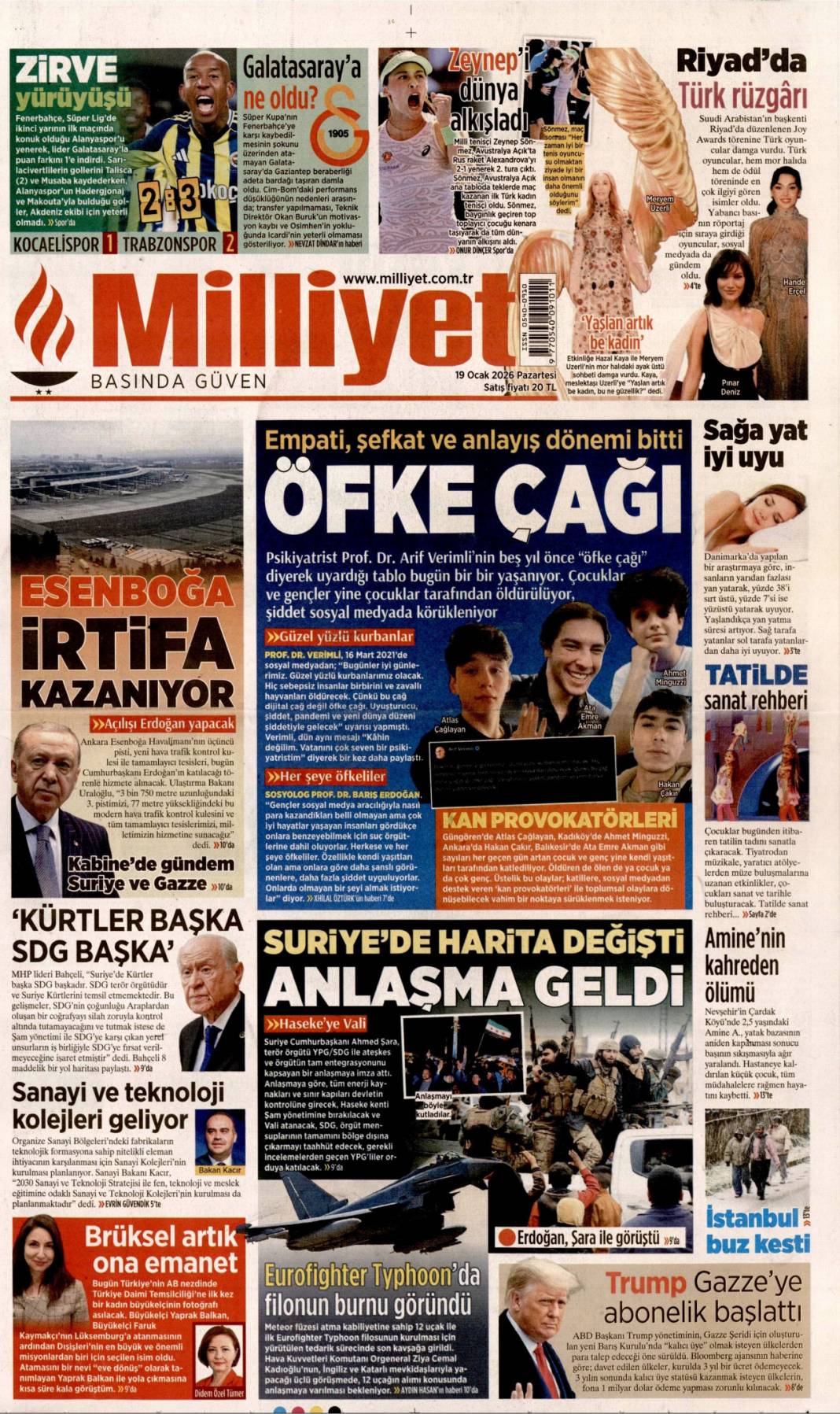 SDG diz çöktü Şara tek lider: 19 Ocak 2026 Pazartesi güncel gazete manşetleri 5