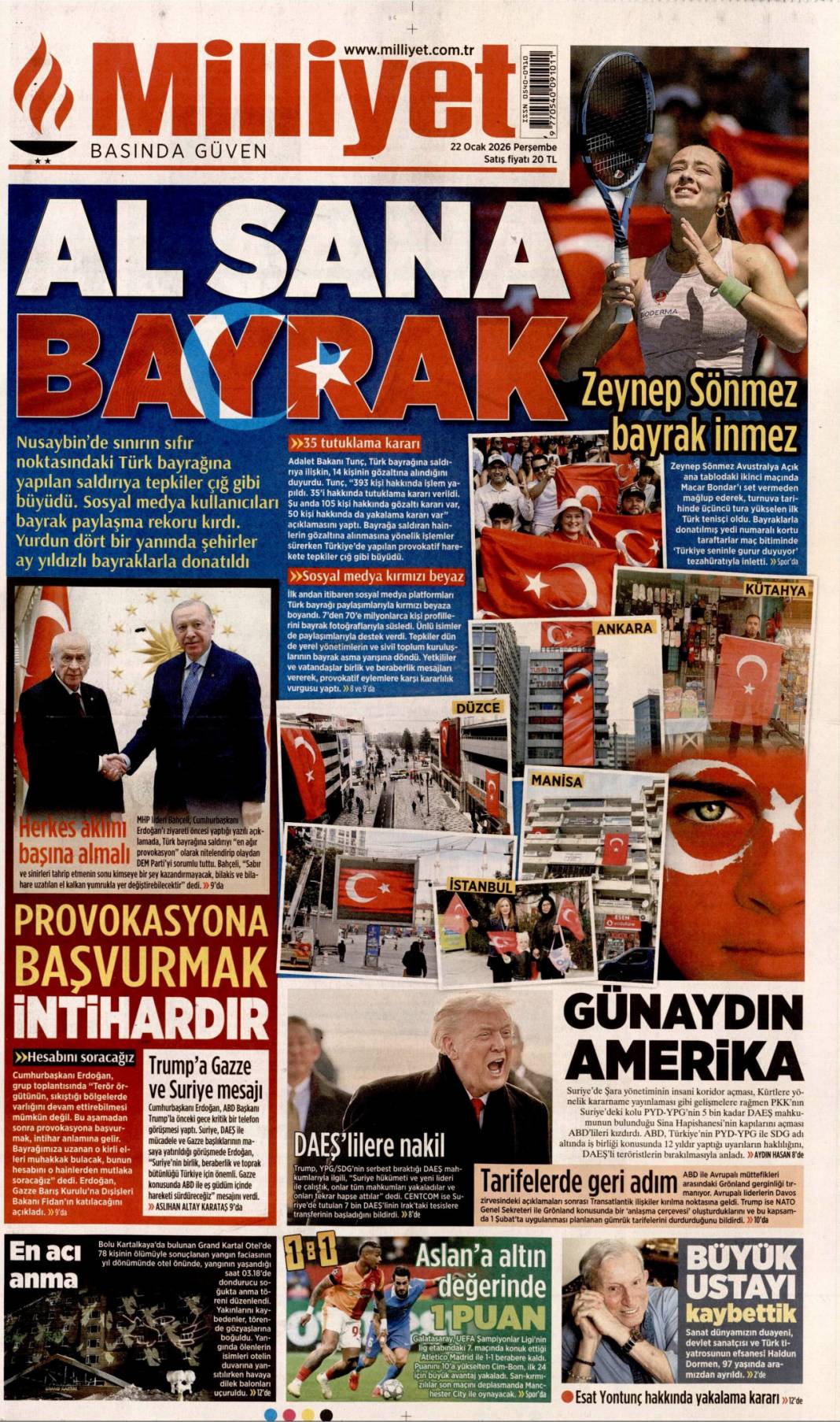 Bayrağımıza saldırılanlar hesap verecek: 22 Ocak 2026 Perşembe güncel gazete manşetleri 5