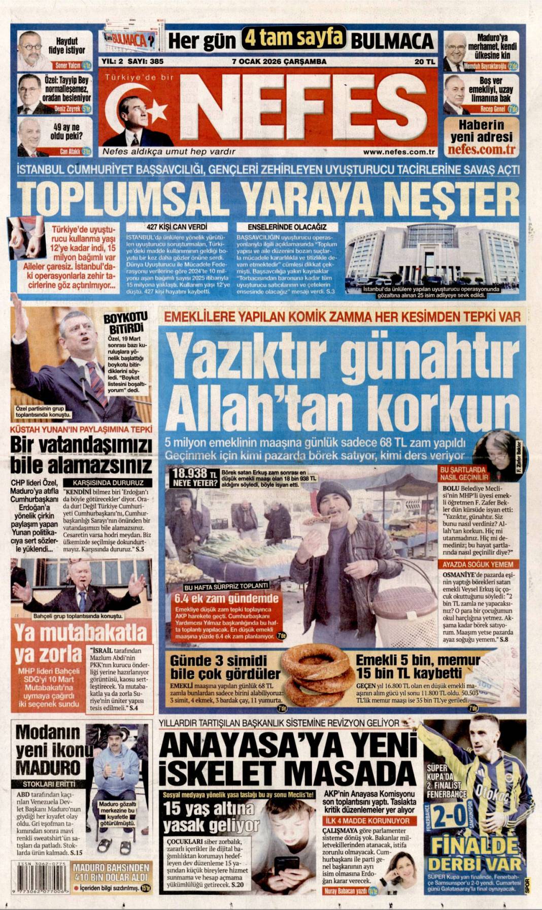 Gençlere 5 destek: 7 Ocak 2026 Çarşamba güncel gazete manşetleri 20