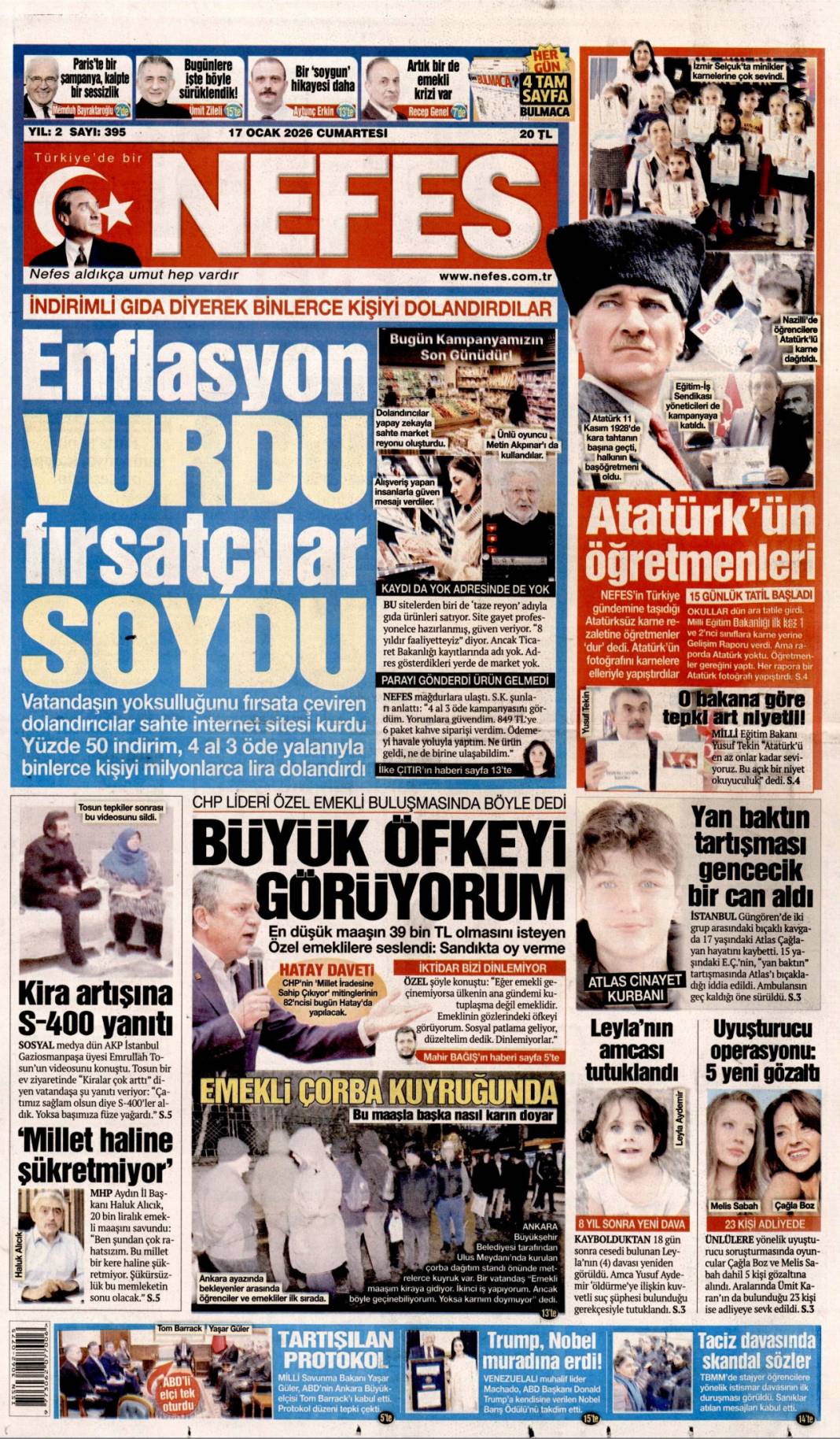 Şantaj üssü bebek otel: 17 Ocak 2026 Cumartesi güncel gazete manşetleri 4