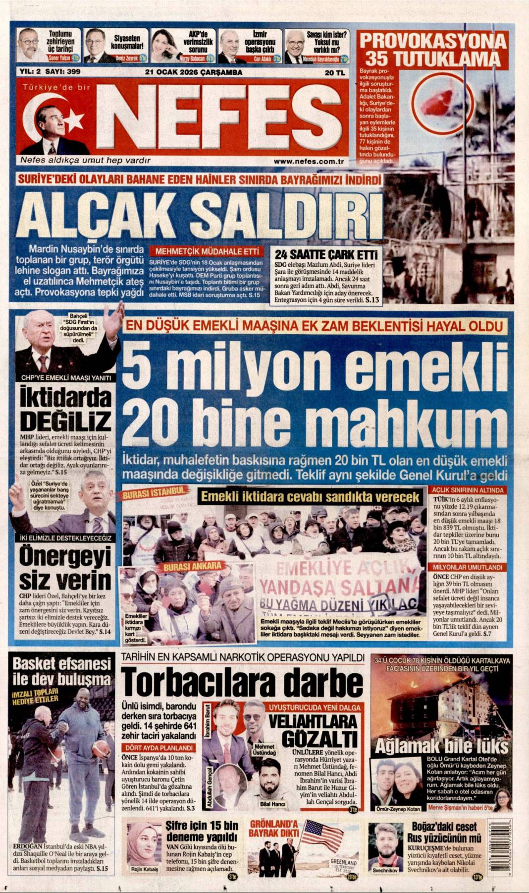 Suriye'de terör devri kapanıyor! 21 Ocak 2026 Çarşamba güncel gazete manşetleri 3