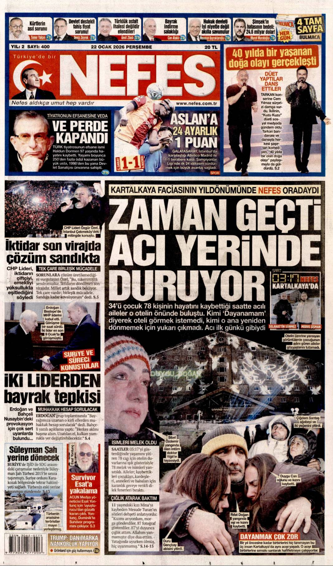 Bayrağımıza saldırılanlar hesap verecek: 22 Ocak 2026 Perşembe güncel gazete manşetleri 24