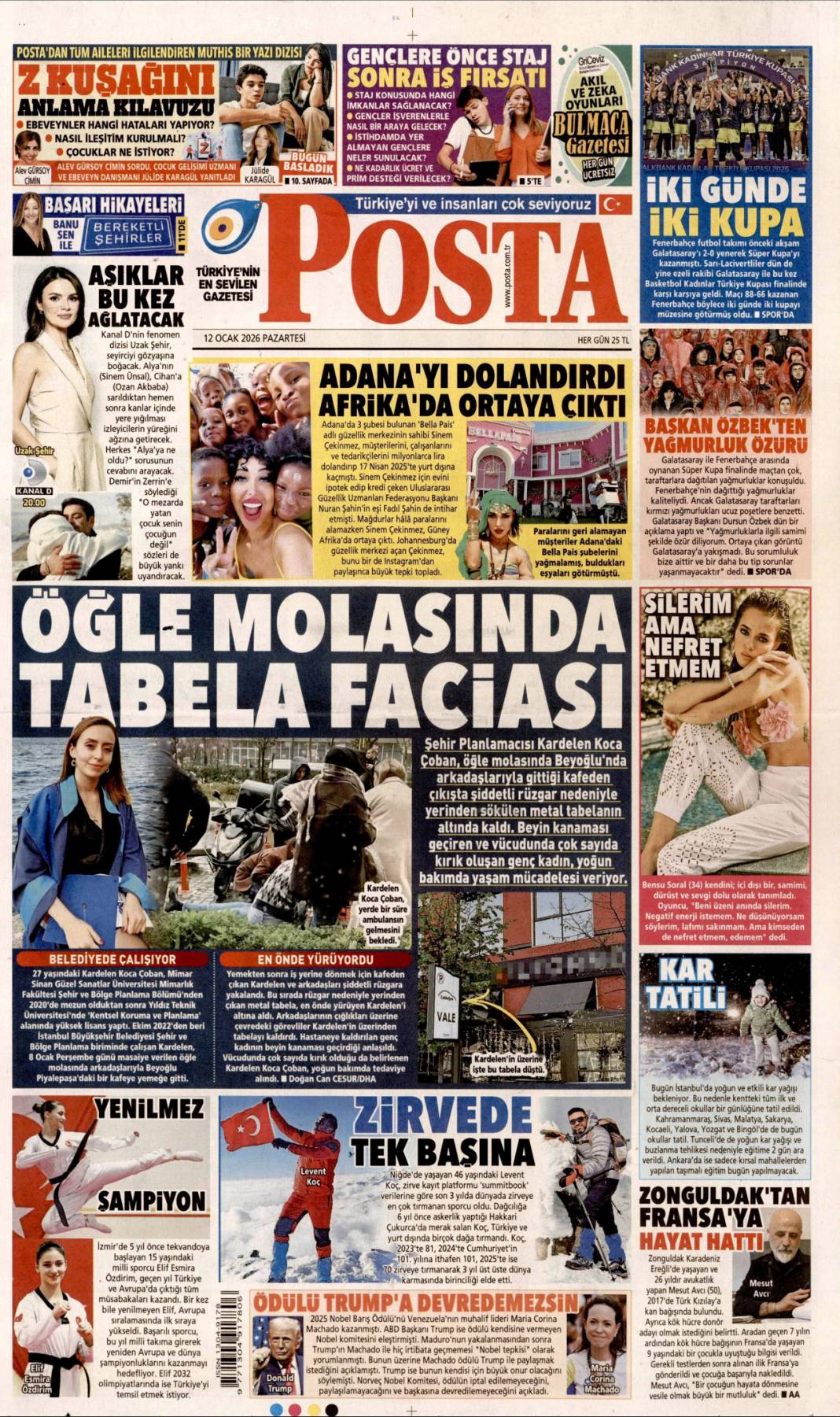 ABD'den tehdit İran'dan yanıt: 12 Ocak 2026 Pazartesi, güncel gazete manşetleri 6