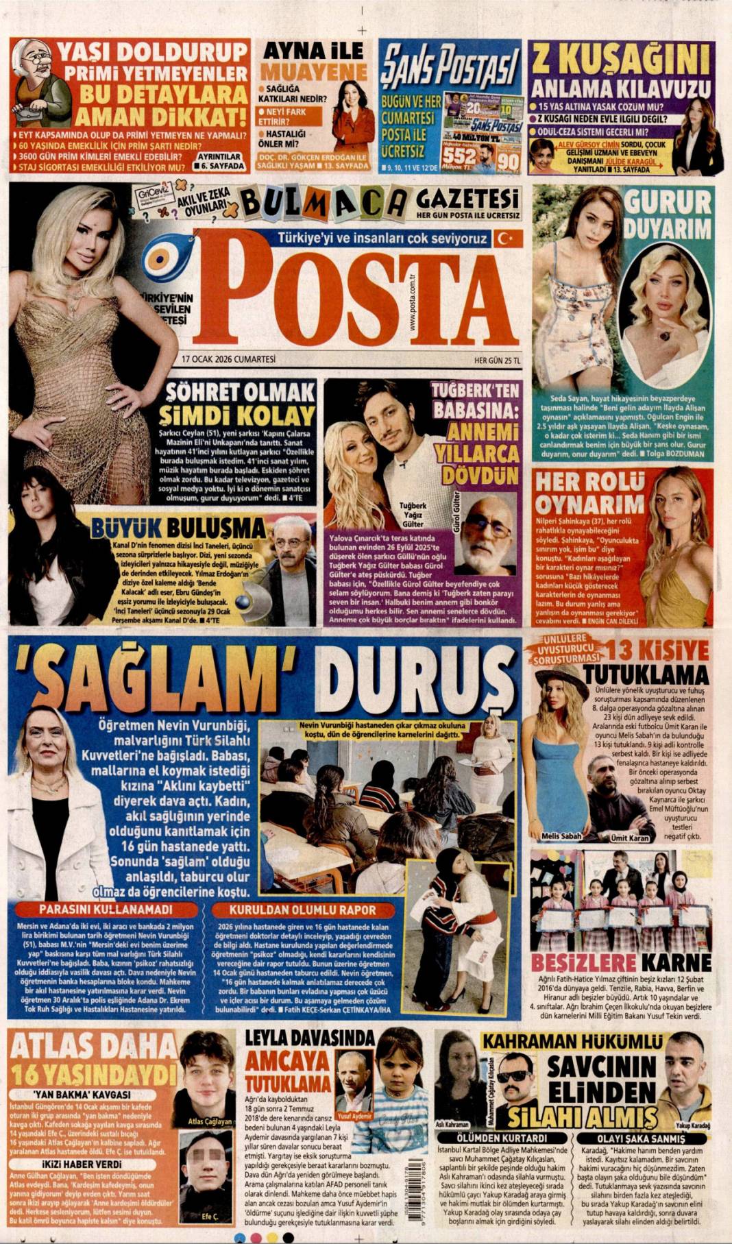 Şantaj üssü bebek otel: 17 Ocak 2026 Cumartesi güncel gazete manşetleri 5