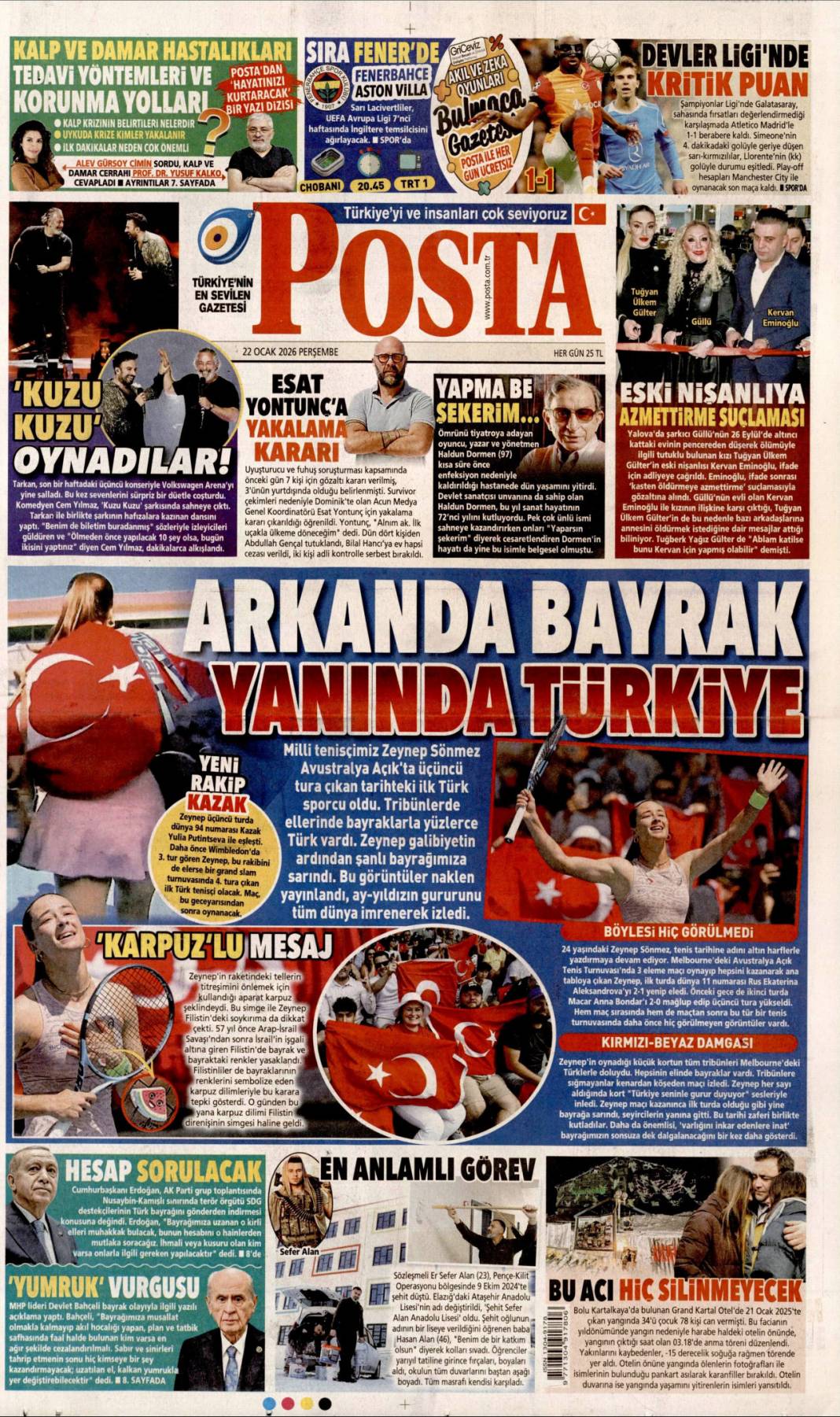 Bayrağımıza saldırılanlar hesap verecek: 22 Ocak 2026 Perşembe güncel gazete manşetleri 17