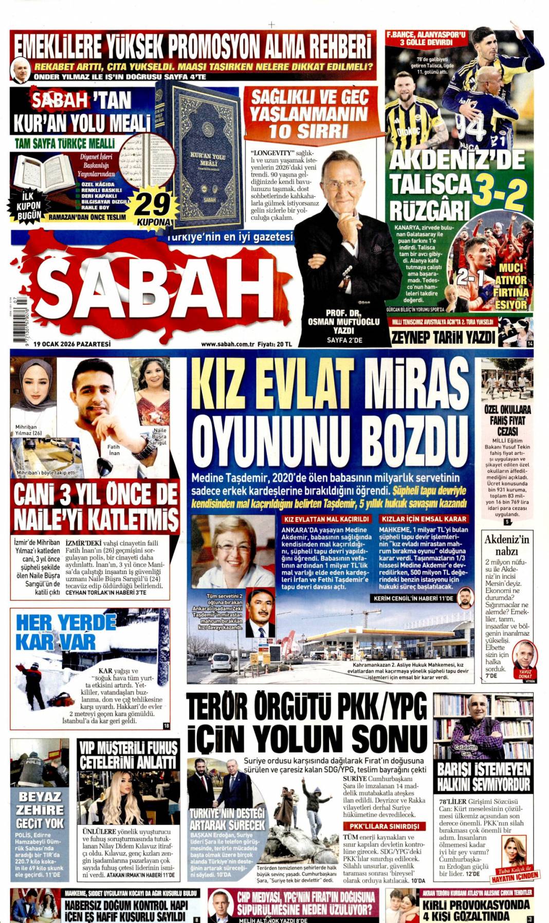 SDG diz çöktü Şara tek lider: 19 Ocak 2026 Pazartesi güncel gazete manşetleri 2