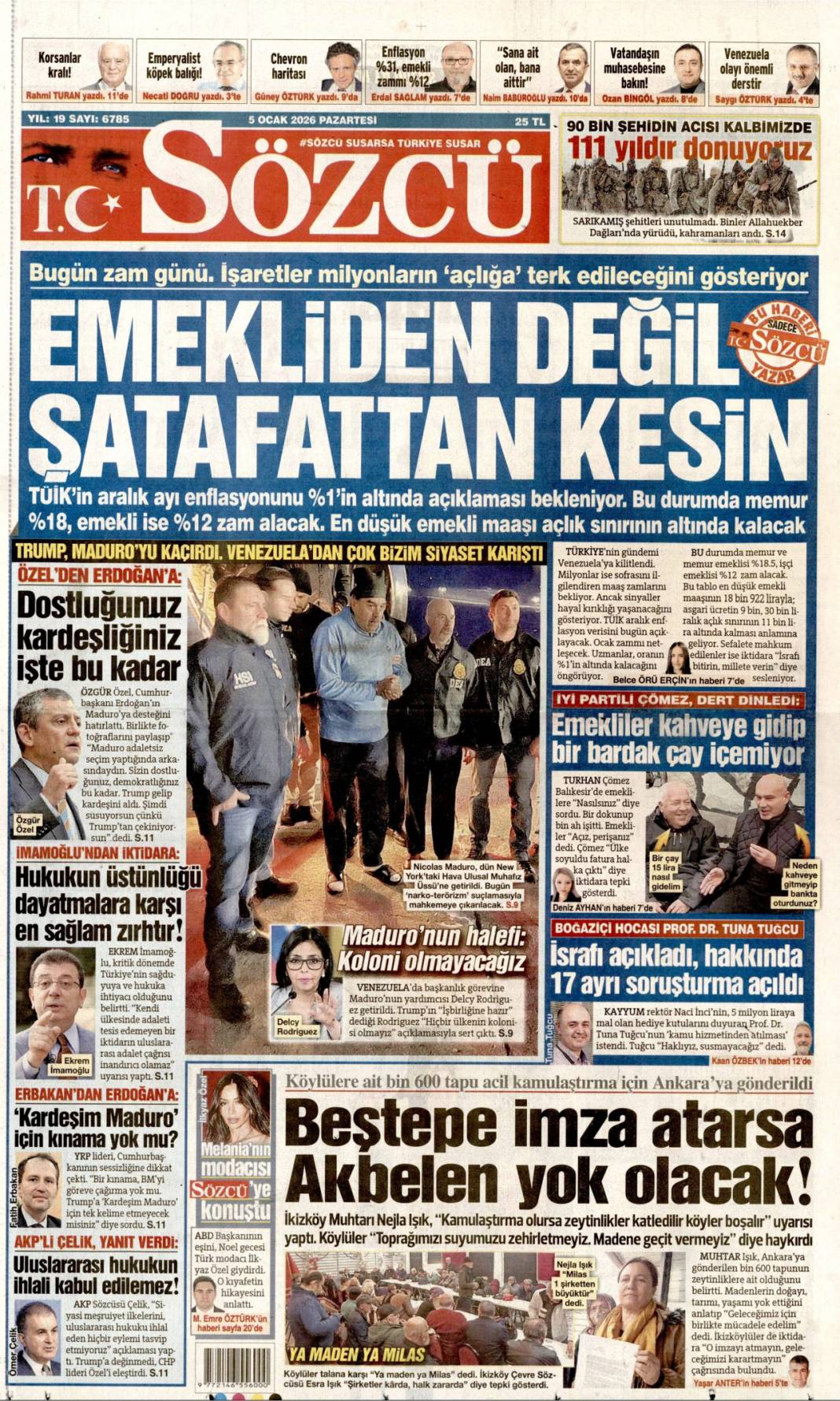 Maduro'ya ihanet en yakınından: 5 Ocak 2026 Pazartesi güncel gazete manşetleri 15