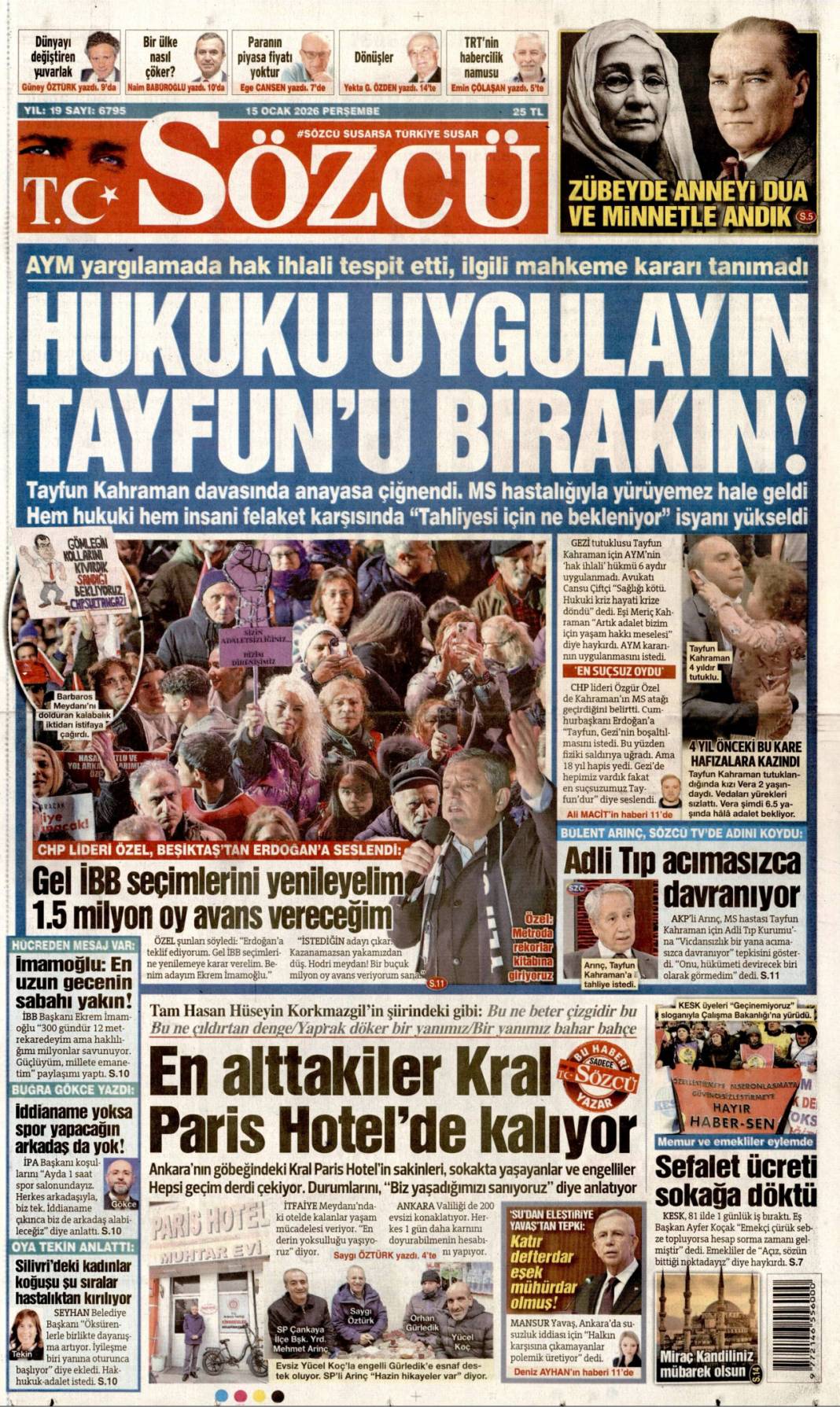 İBB'yi soydular kumarda yediler: 15 Ocak 2026 Perşembe, güncel gazete manşetleri 9