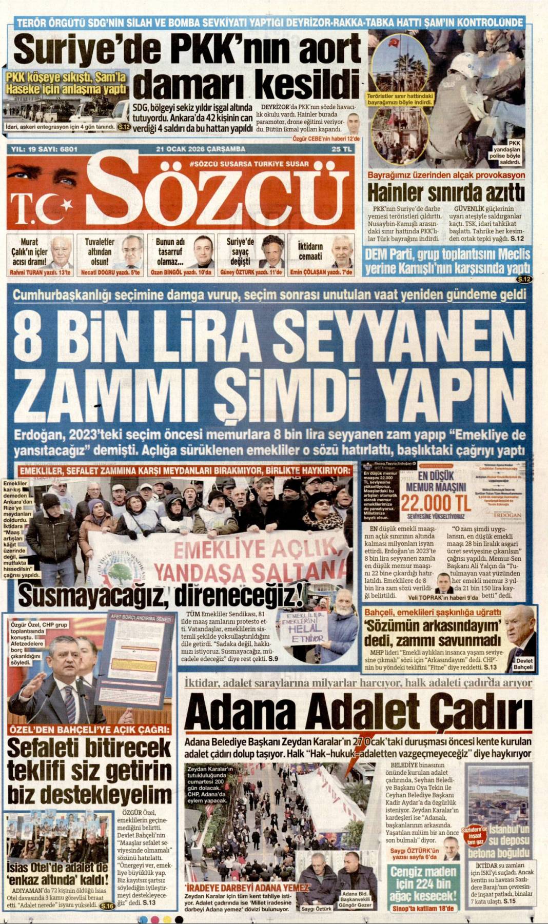 Suriye'de terör devri kapanıyor! 21 Ocak 2026 Çarşamba güncel gazete manşetleri 10