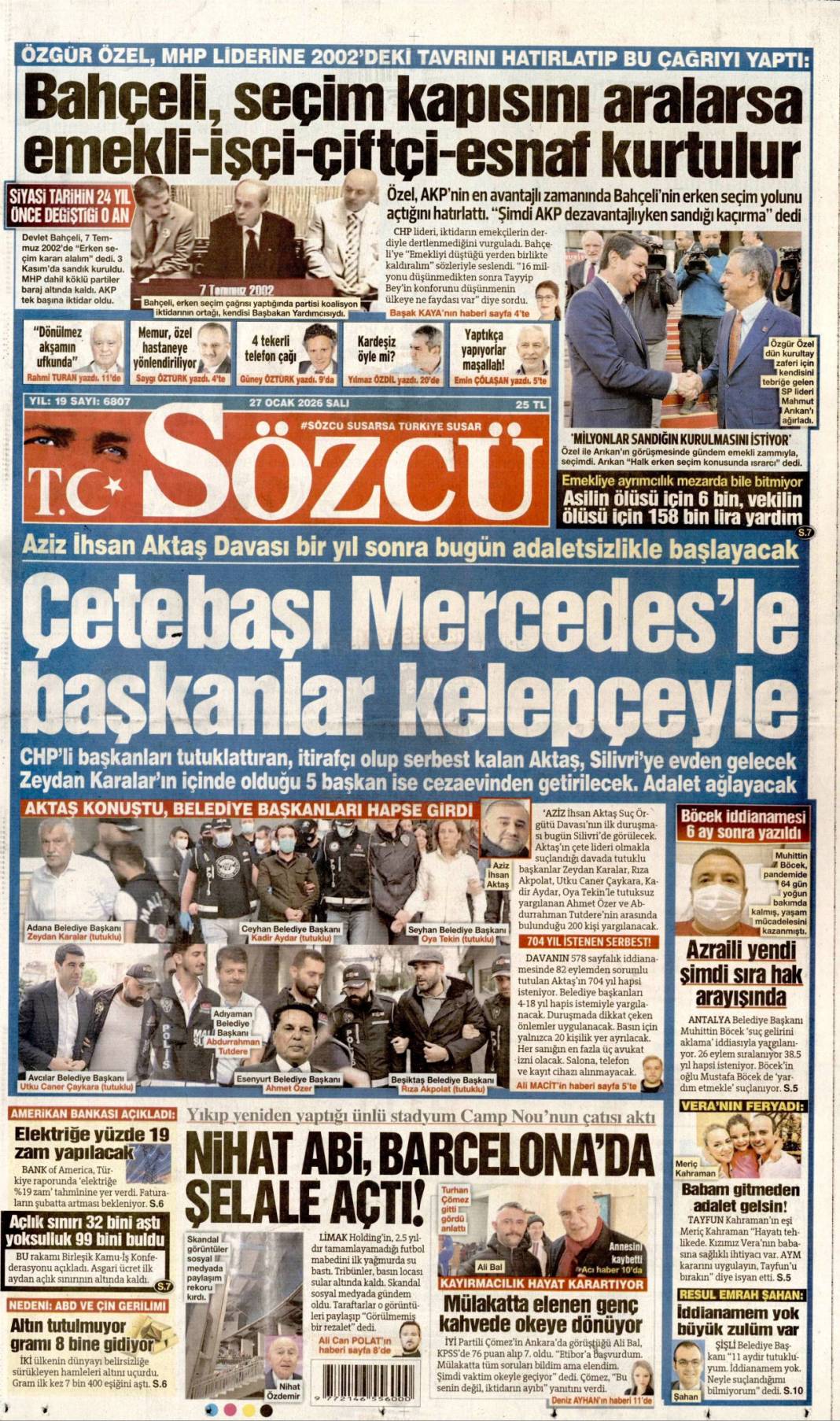 Patronlar gelince bana haber verin: 27 Ocak 2026 Salı güncel gazete manşetleri 8