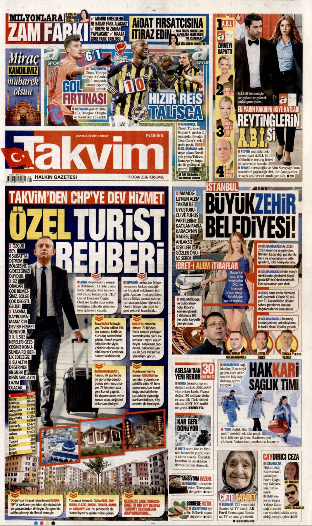 İBB'yi soydular kumarda yediler: 15 Ocak 2026 Perşembe, güncel gazete manşetleri 8