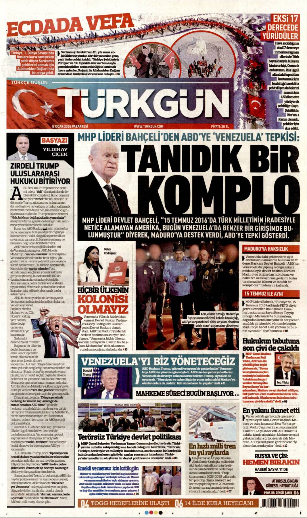 Maduro'ya ihanet en yakınından: 5 Ocak 2026 Pazartesi güncel gazete manşetleri 16