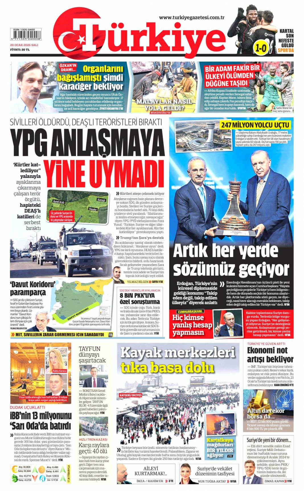 Takozlara rağmen hizmetten taviz yok: 20 Ocak 2026 Salı güncel gazete manşetleri 4