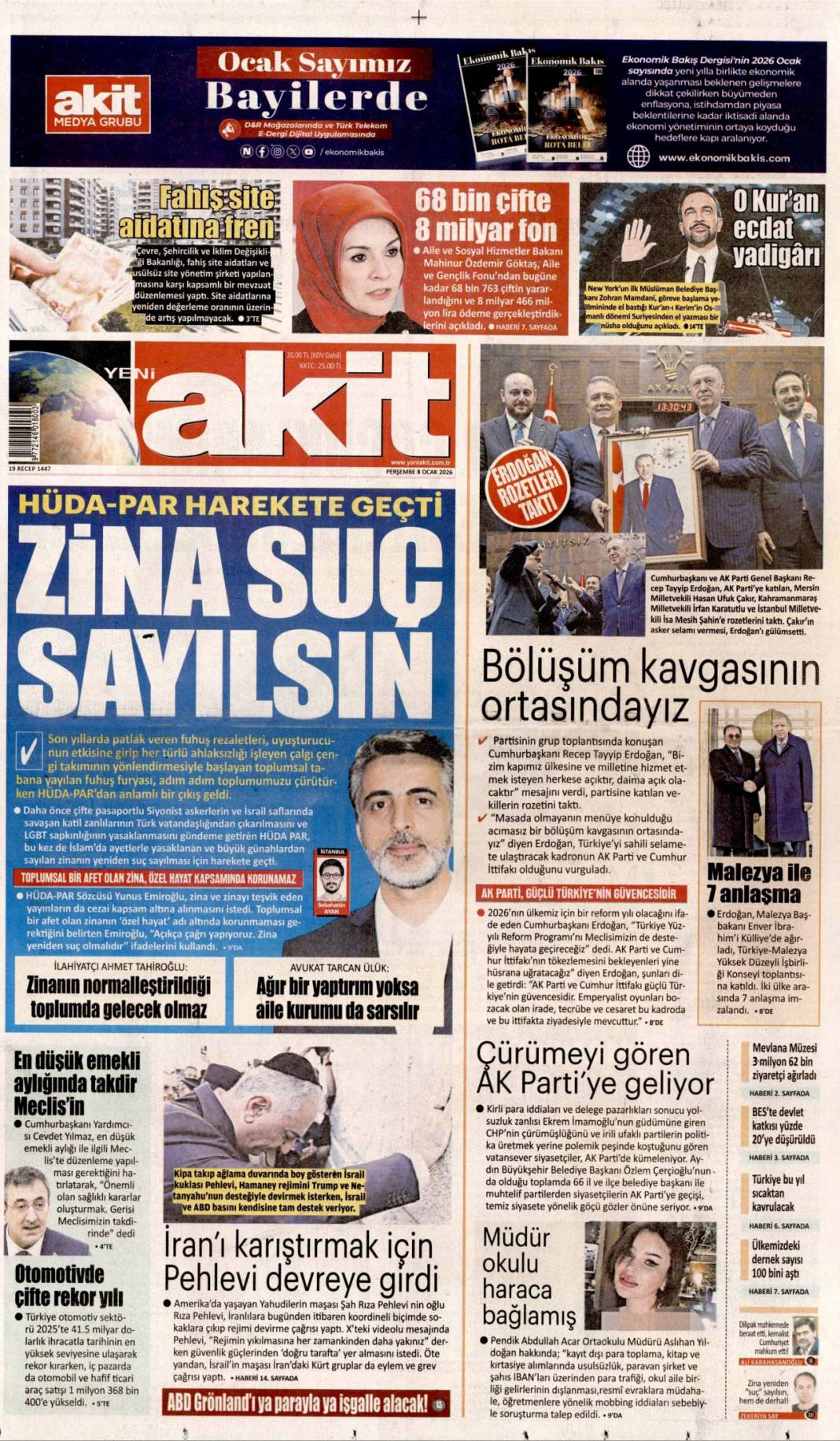 Küresel fırtınadan selametle çıkacağız: 8 Ocak 2026 Perşembe güncel gazete manşetleri 6