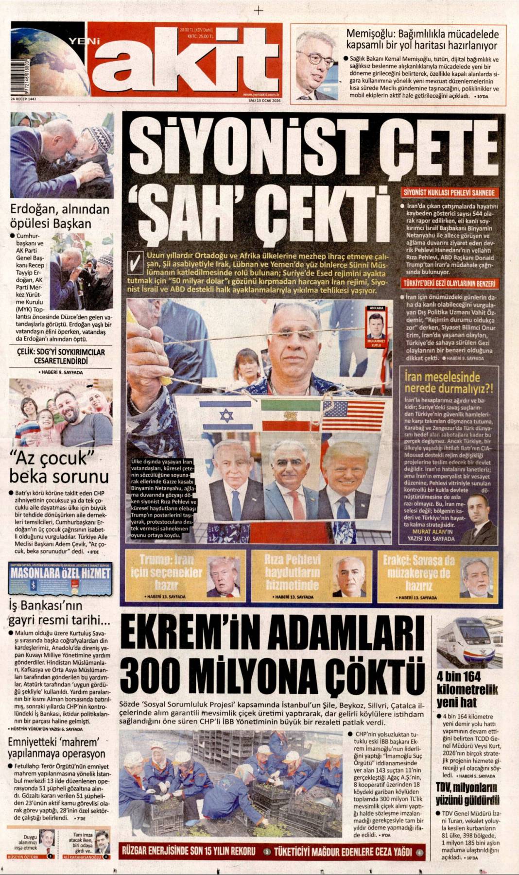 İran'da enformasyon savaşı: 13 Ocak 2026 Salı güncel gazete manşetleri 22