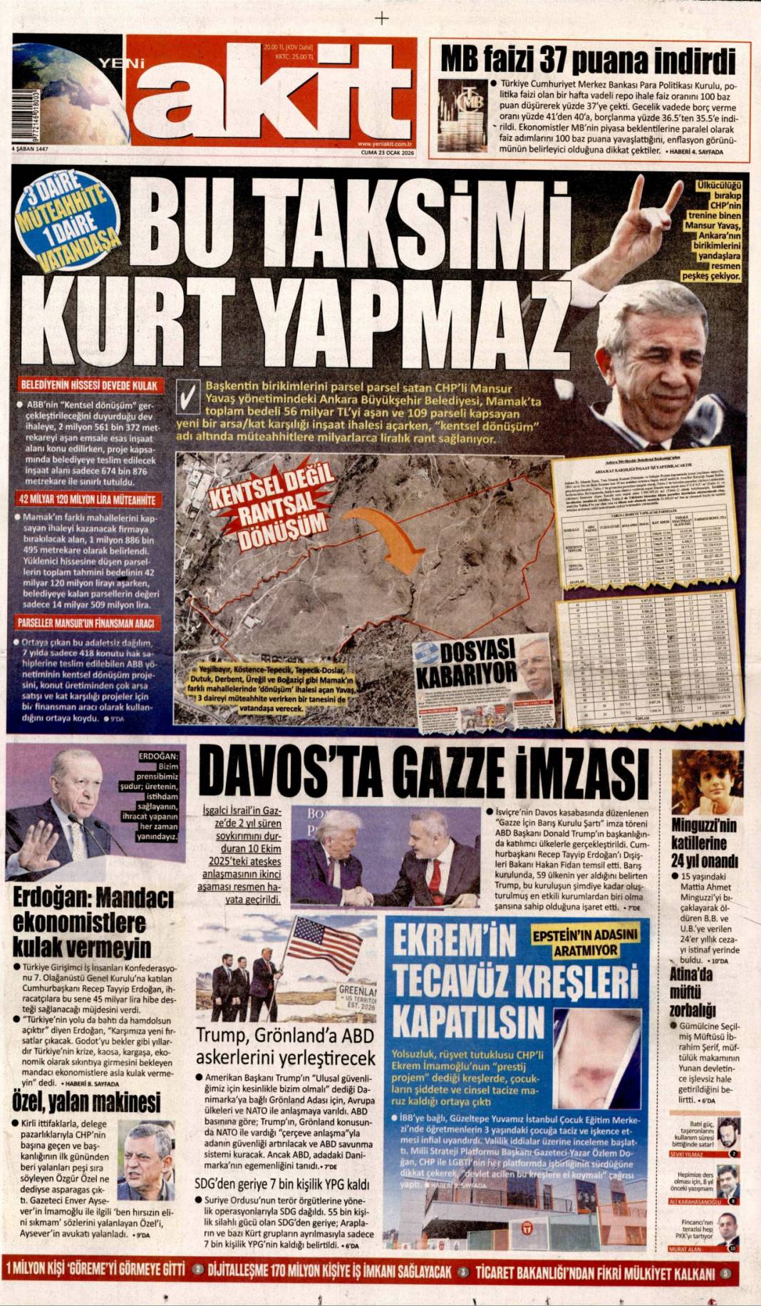 Yeni bir dünya kuruluyor: 23 Ocak 2026 Cuma güncel gazete manşetleri 7