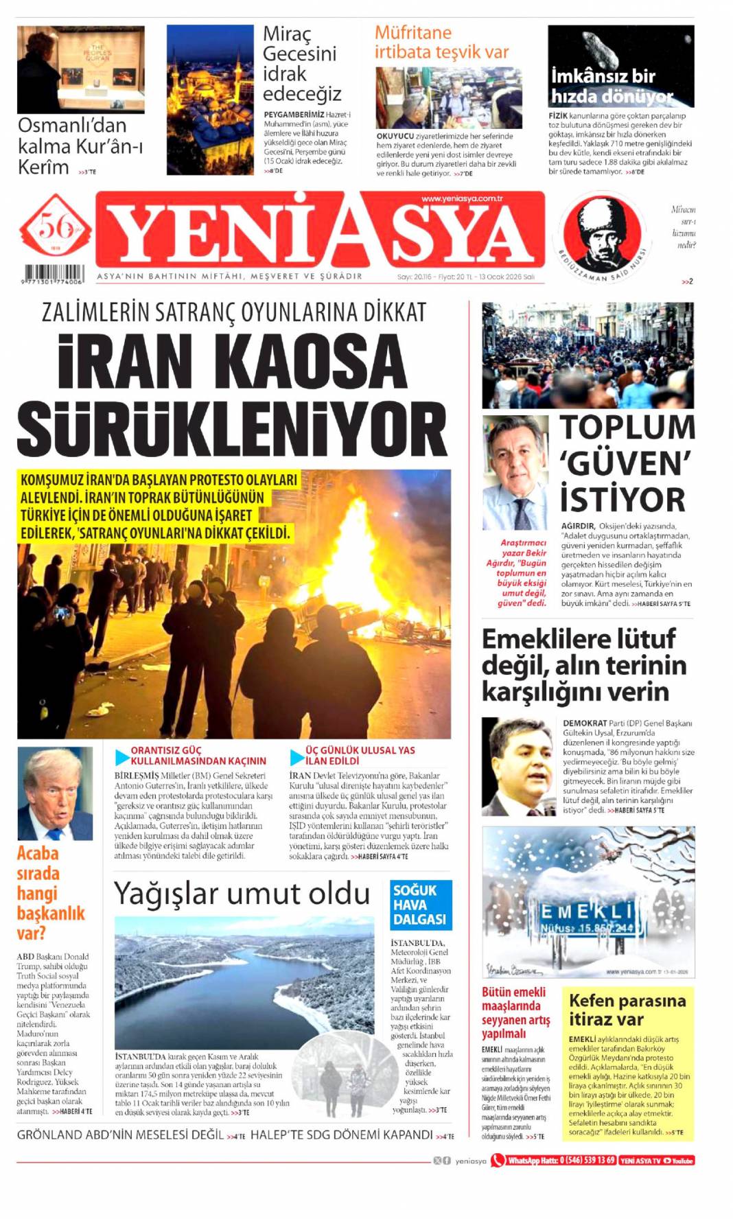 İran'da enformasyon savaşı: 13 Ocak 2026 Salı güncel gazete manşetleri 23