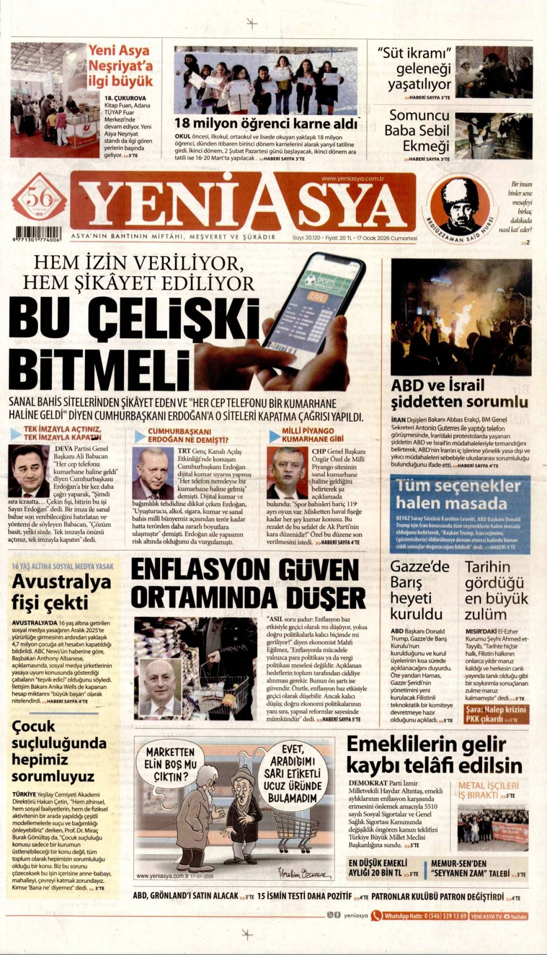 Şantaj üssü bebek otel: 17 Ocak 2026 Cumartesi güncel gazete manşetleri 12