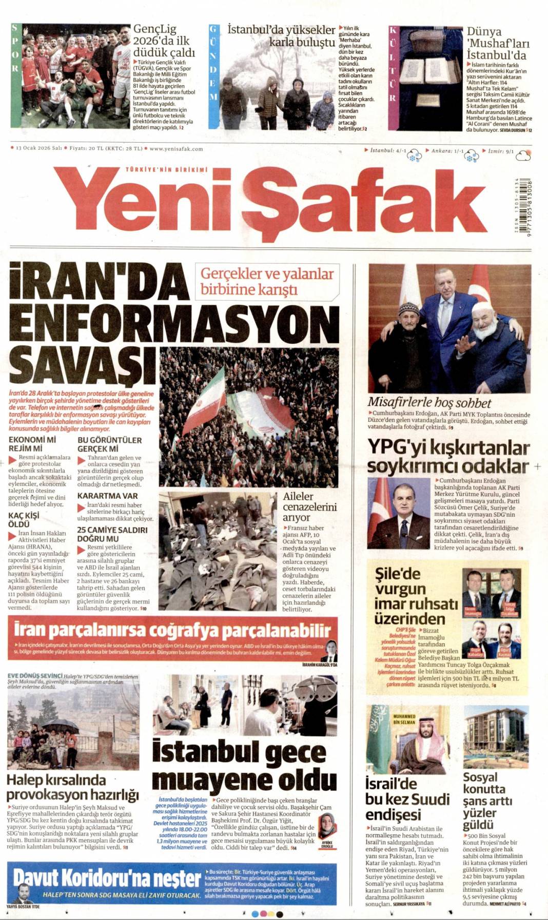 İran'da enformasyon savaşı: 13 Ocak 2026 Salı güncel gazete manşetleri 1