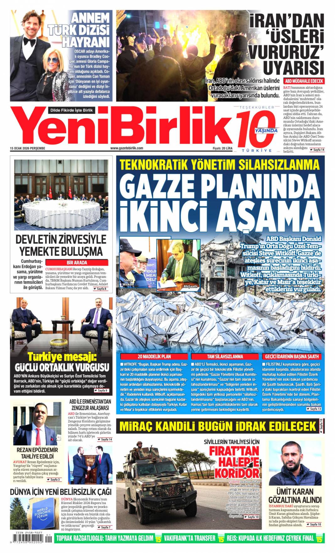 İBB'yi soydular kumarda yediler: 15 Ocak 2026 Perşembe, güncel gazete manşetleri 11