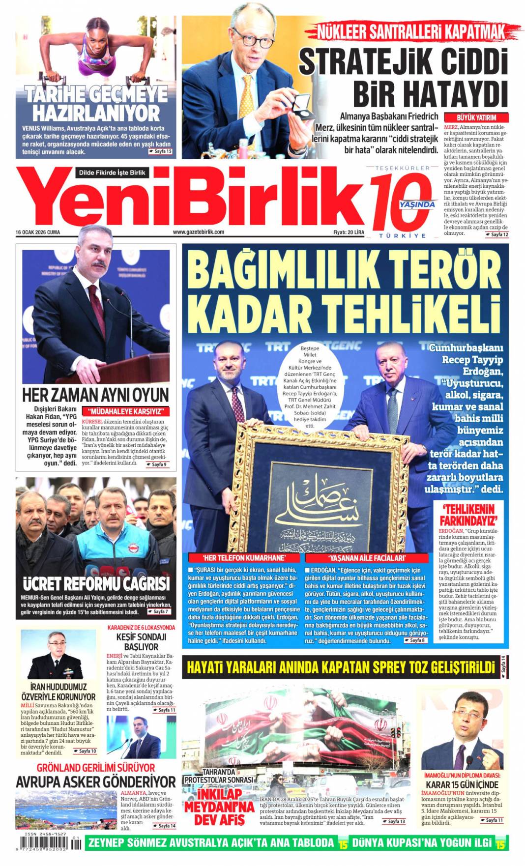 Bağımlılık terör kadar tehlikeli: 16 Ocak 2026 Cuma güncel gazete manşetleri 20