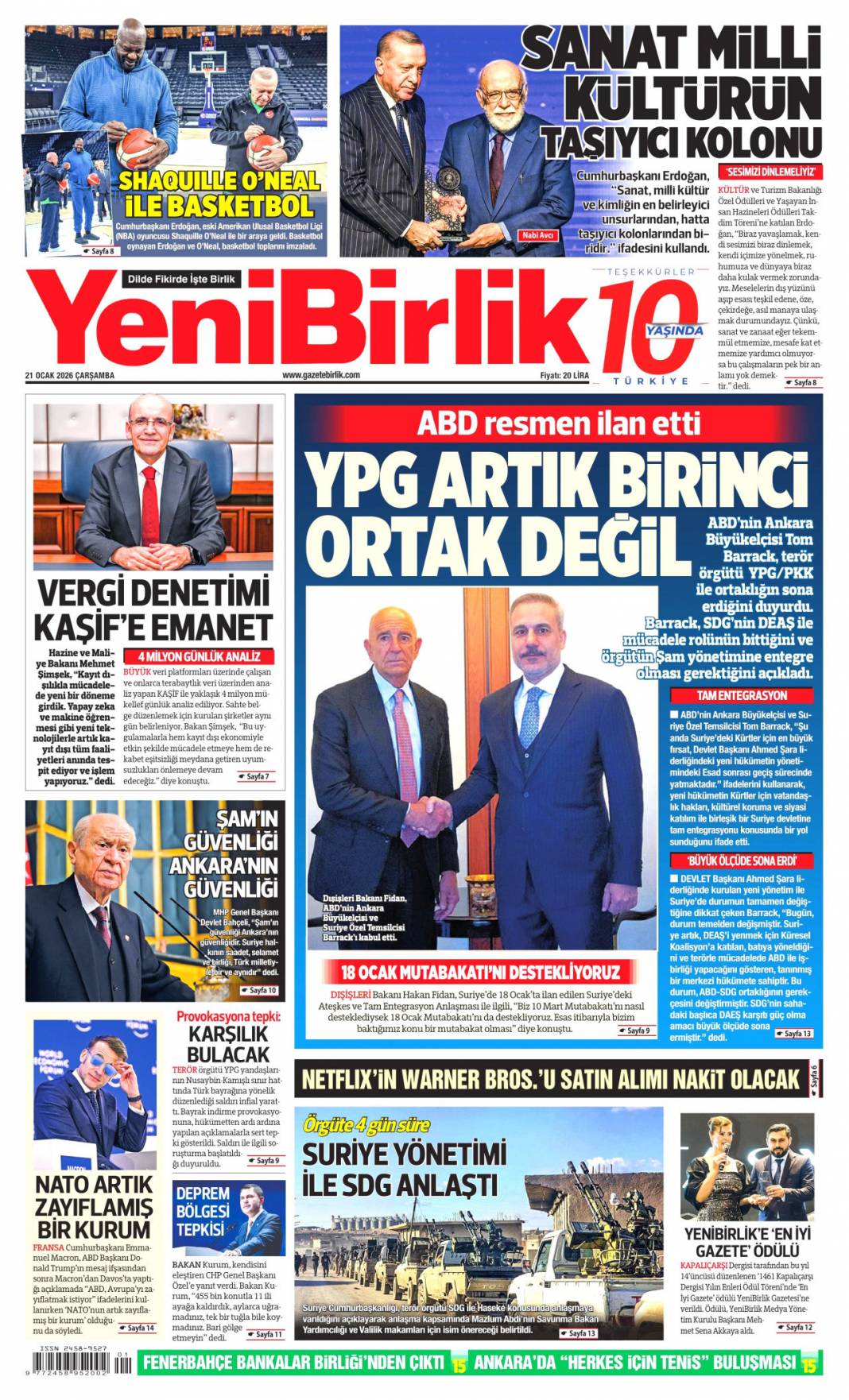 Suriye'de terör devri kapanıyor! 21 Ocak 2026 Çarşamba güncel gazete manşetleri 14