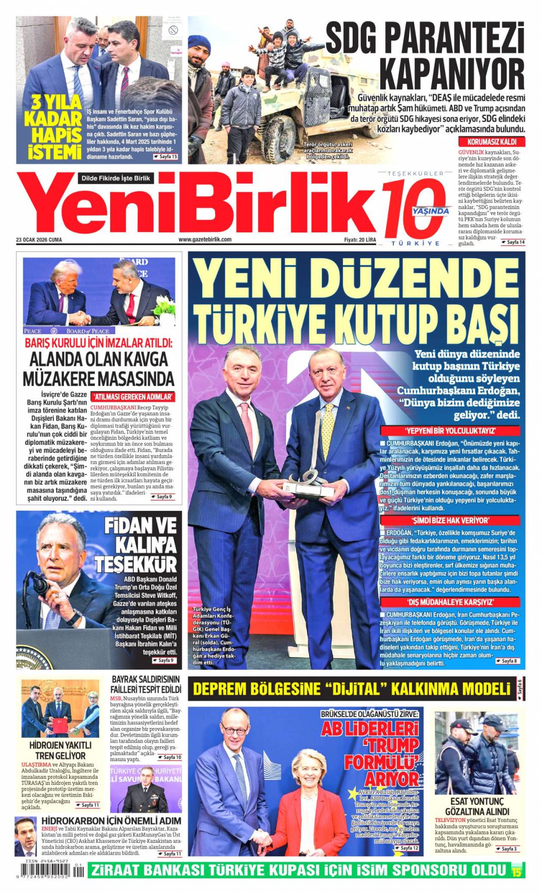 Yeni bir dünya kuruluyor: 23 Ocak 2026 Cuma güncel gazete manşetleri 11